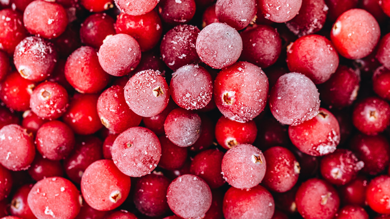 frozen cranberries from above