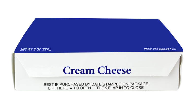 a box of cream cheese on white background