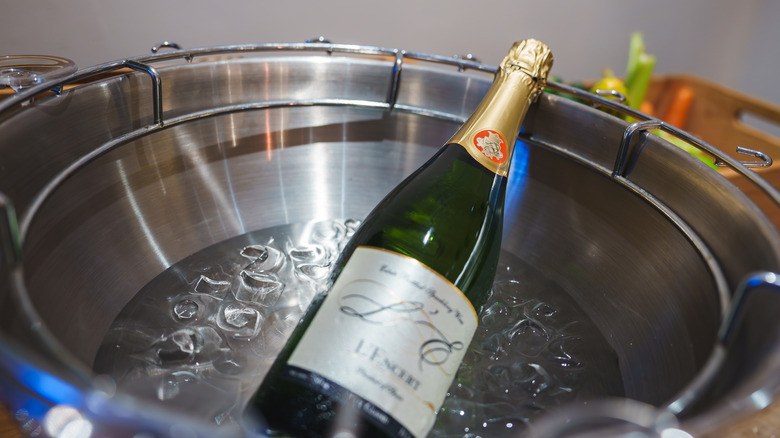 bottle of champagne in an ice bowl