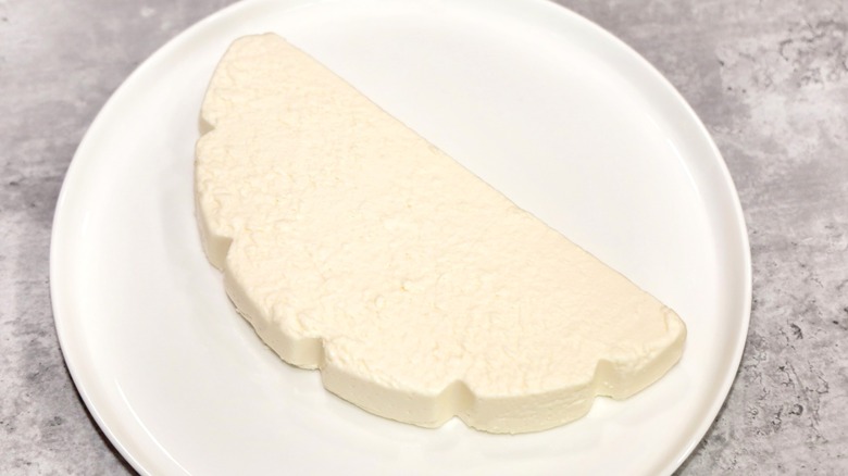 slab of queso fresco on plate