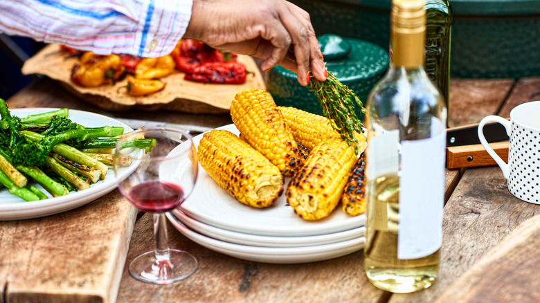 grilled vegetables on table