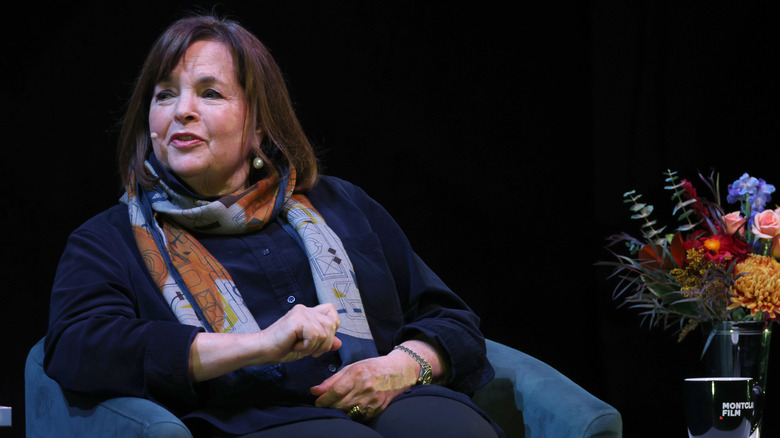 Ina Garten at a press event, probably talking about good vanilla