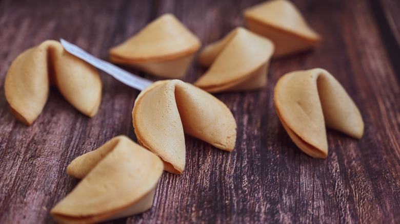 fortune cookies on wood table