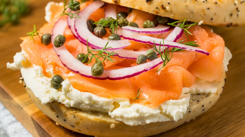 Lox and cream cheese bagel