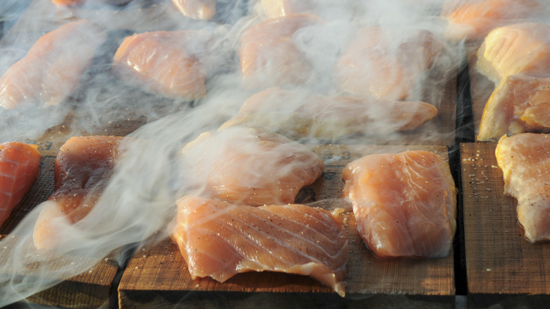 wood smoked salmon filets