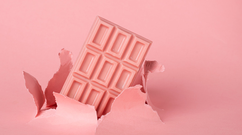 pink chocolate on pink background