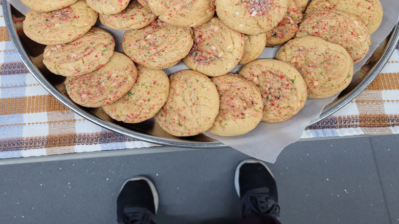 sugar cookies coated with crushed candy canes