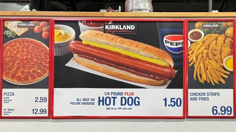 Costco hot dog menu sign