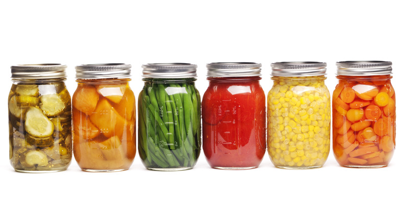 food in glass jars