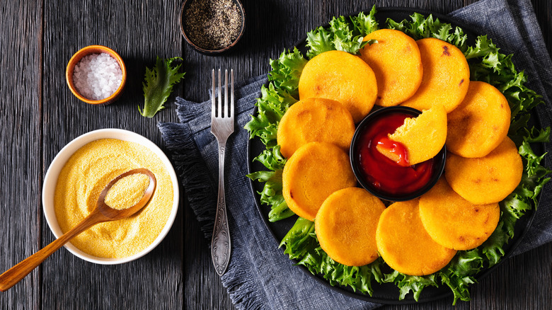 Plate of hot water cornbread patties