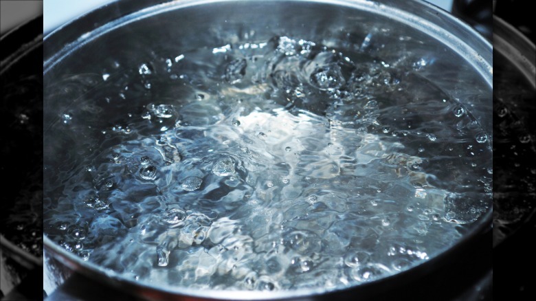 close-up of a pot of boiling water