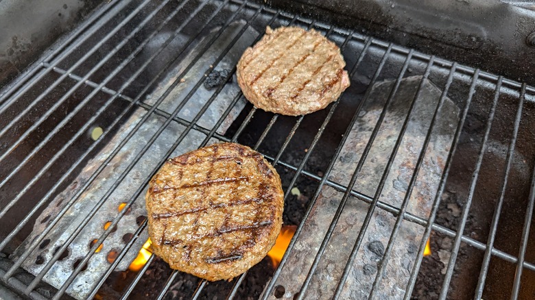 burgers on grill