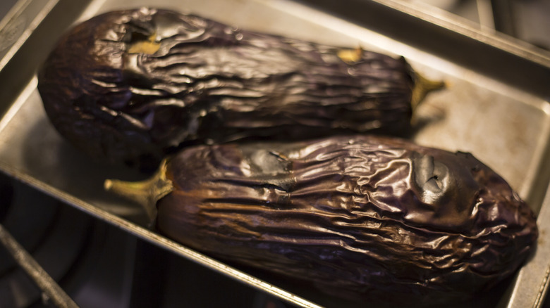 Charred eggplant for baba ganoush