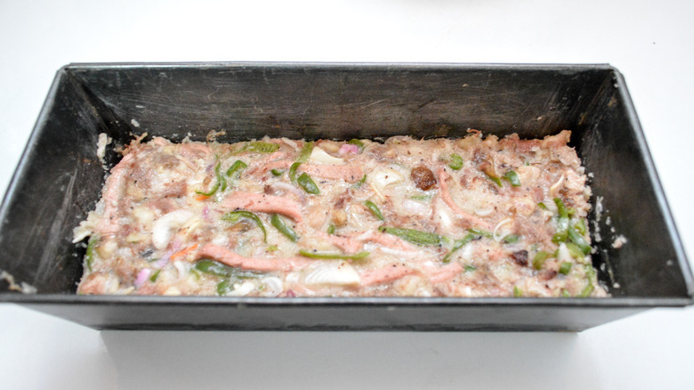 Pan of homemade head cheese 