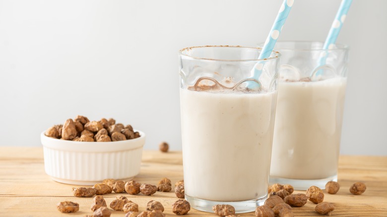 Horchata in a clear glass