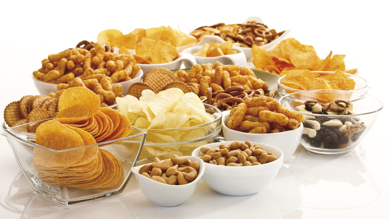 snack bowls with party snacks