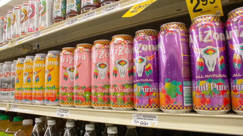 AriZona cans at grocery store