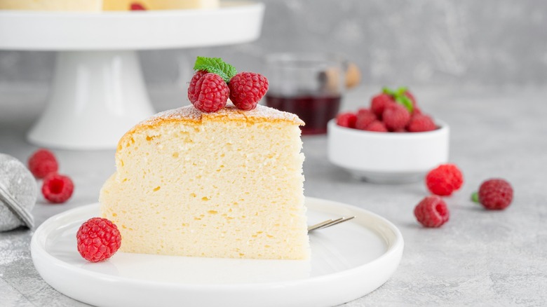 A slice of Japanese cheesecake