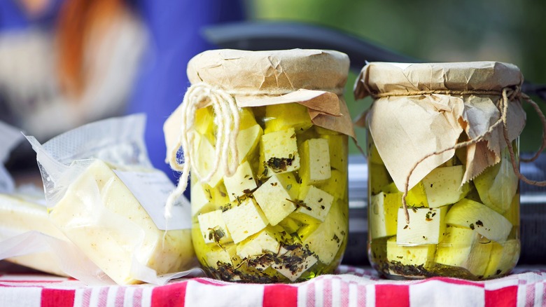 feta in jars of olive oil