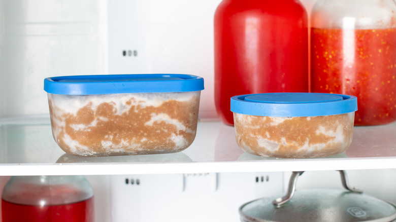 salsa defrosting in refrigerator