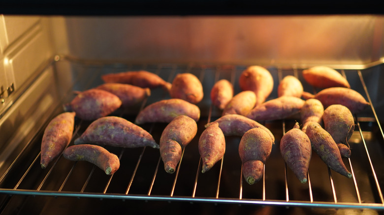 sweet potatoes in the oven