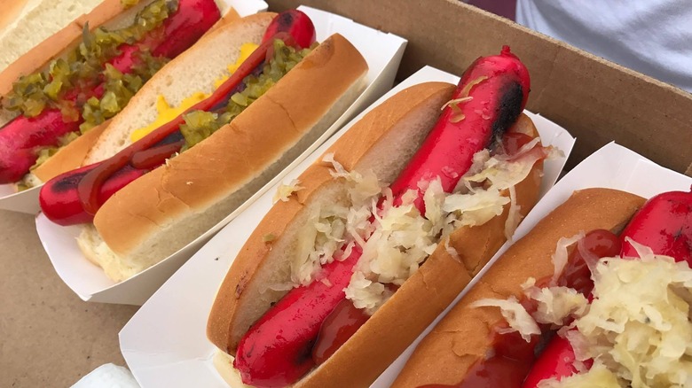 Maine Red Snapper hot dogs with relish