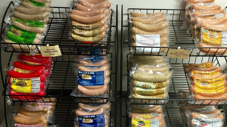 Multiple kinds of hot dogs for sale