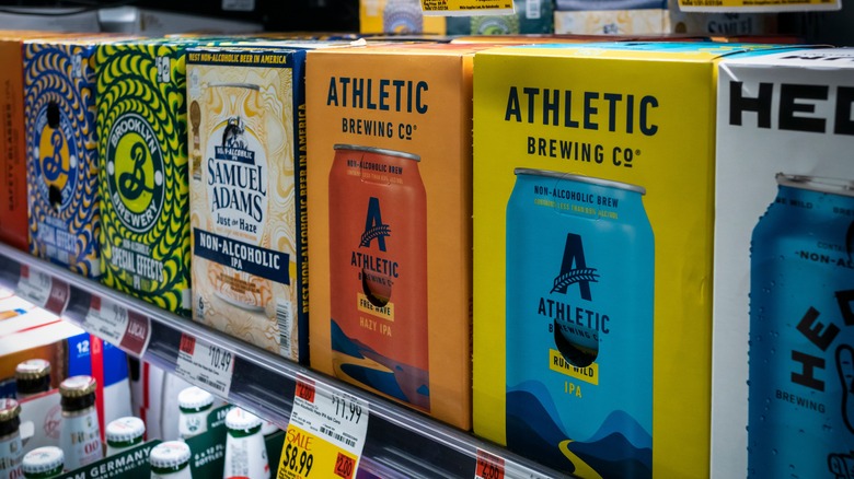 Non-alcoholic beer on shelf