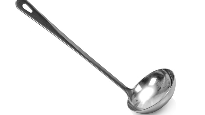 Metal soup ladle