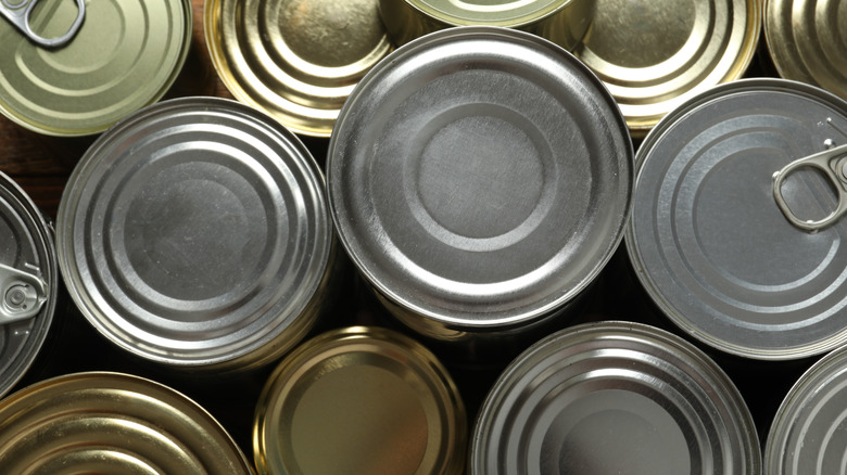 Top view of assorted cans