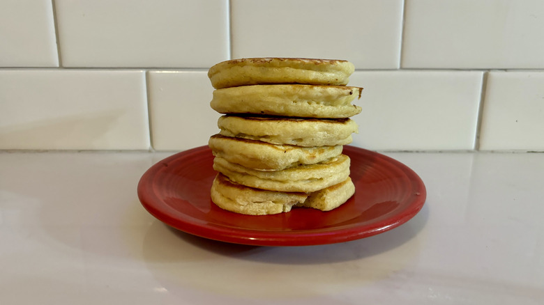 Pancakes stacked on plate