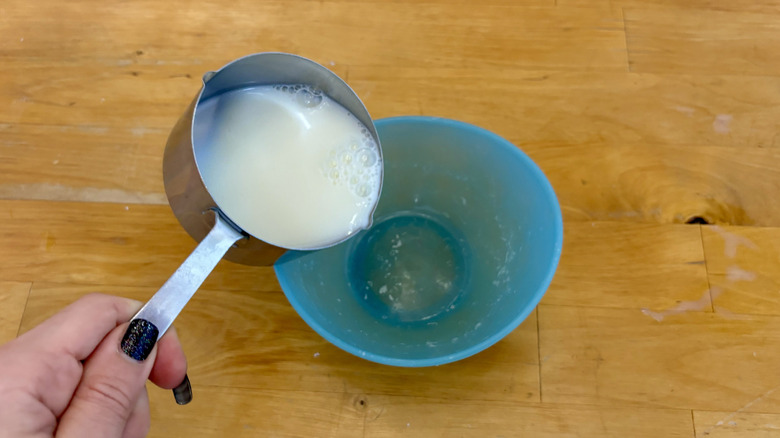 Milk poured in bowl