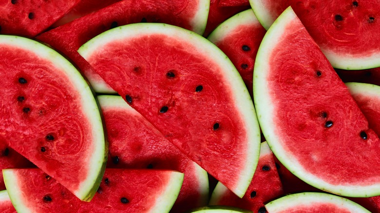 Sliced watermelon with seeds