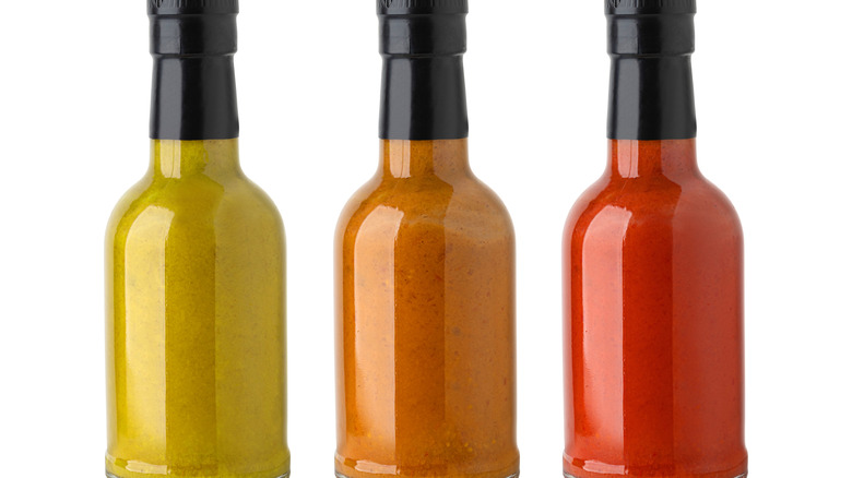 Hot sauce in bottles