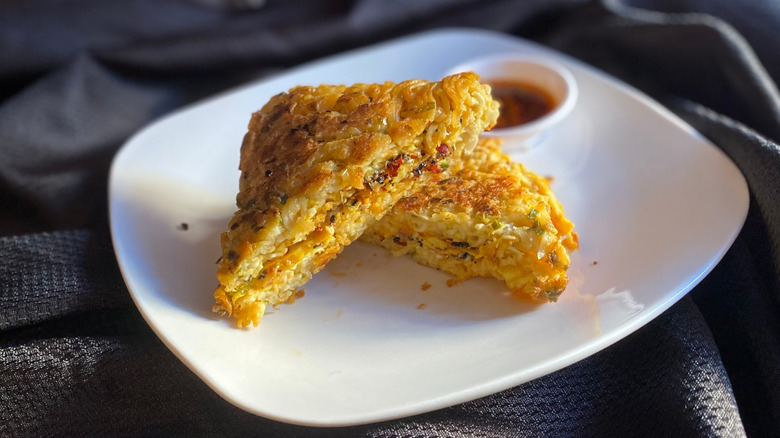 Chili Crisp Ramen Omelet Sandwich