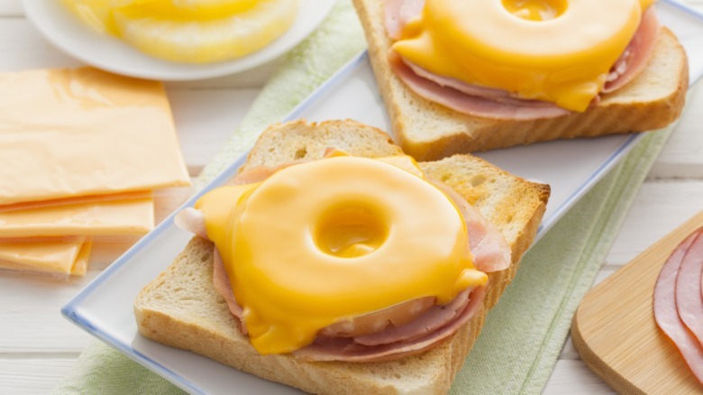 simple Toast Hawaii on a plate.