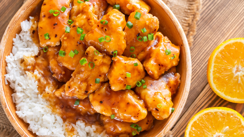 orange chicken with rice