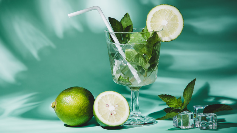 Mojito on blue background