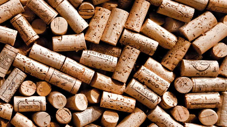 many wine corks in a pile