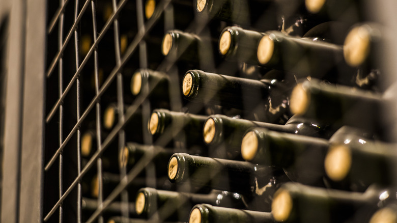 wine bottles in storage