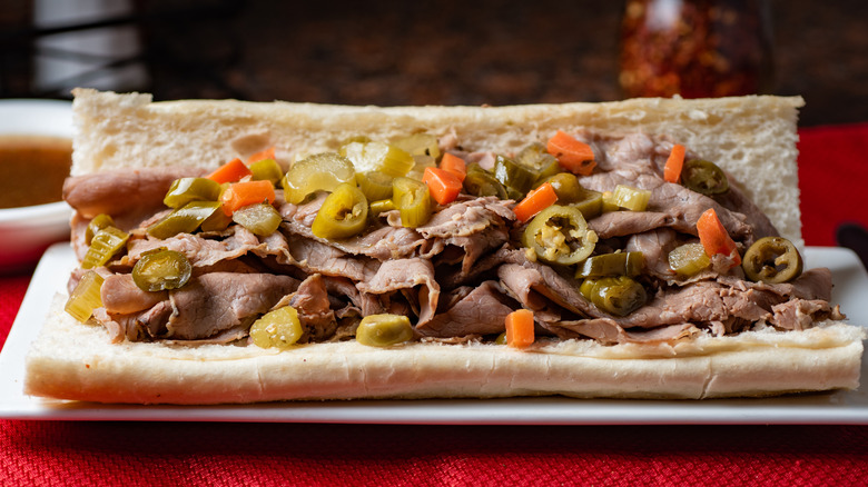 open Chicago Italian beef sandwich