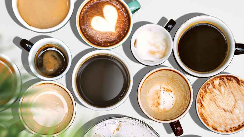 Various types of coffee sitting on a table.