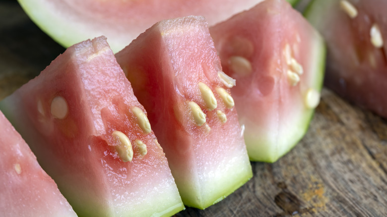 unripe watermelon slices