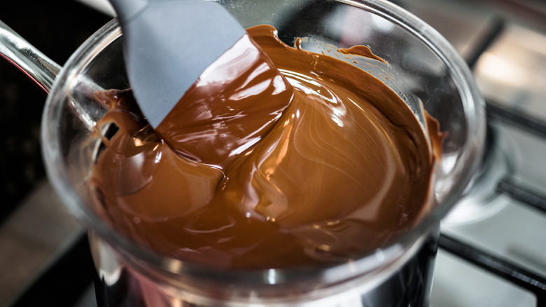 Chocolate being melted in a double boiler