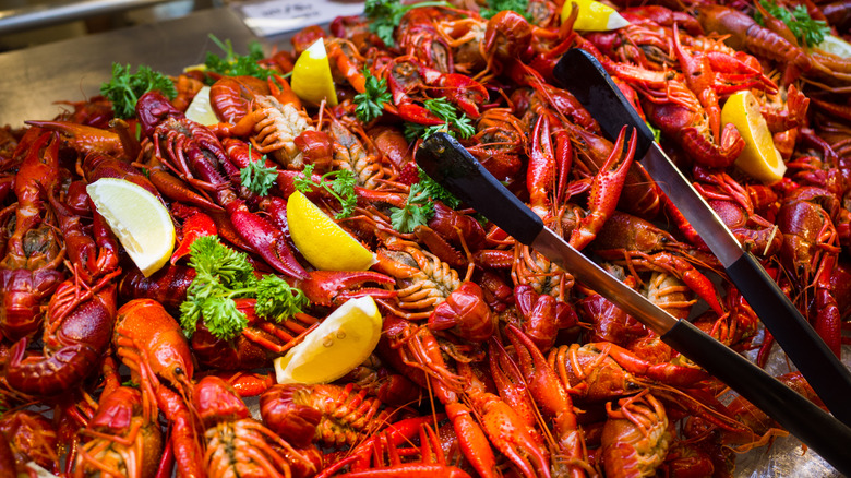 Served crawfish boil