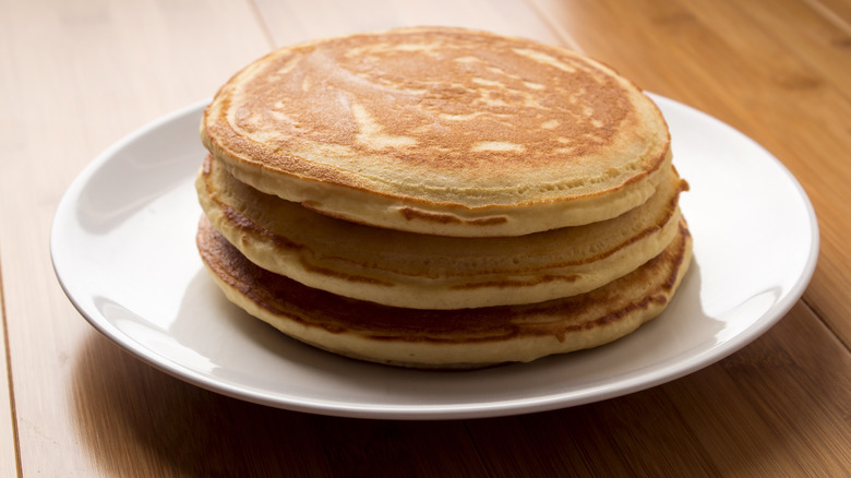 plate of pancakes stacked on top of each other