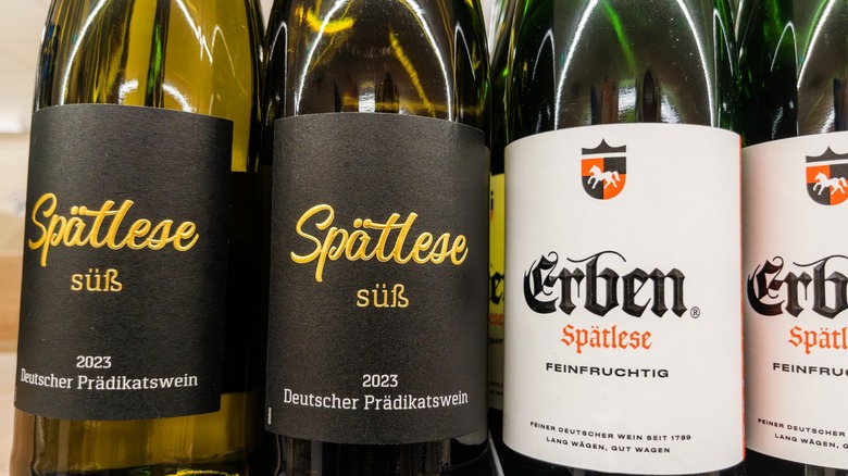 A close-up of two German wine labels.