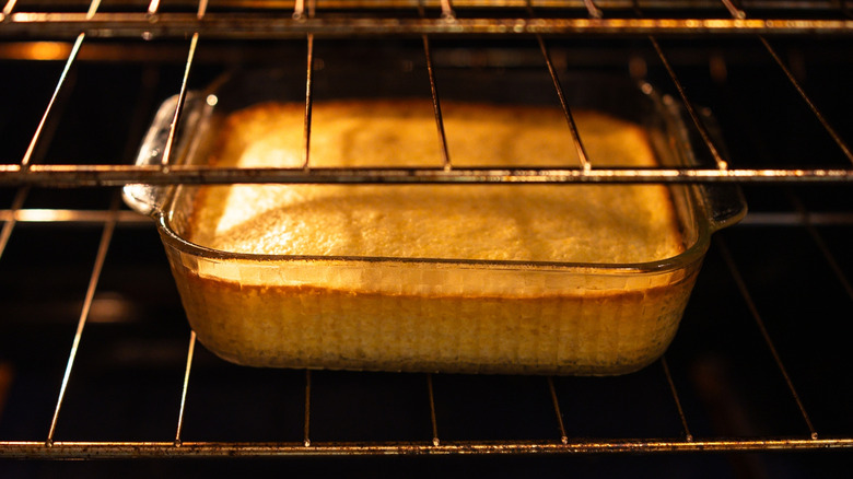 cornbread in oven