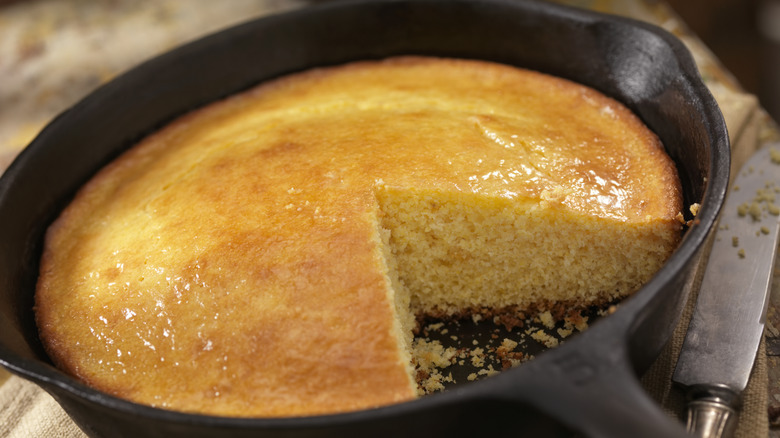 cornbread slice on plate