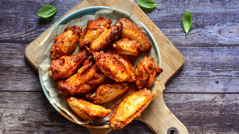 Plate of crispy chicken wings